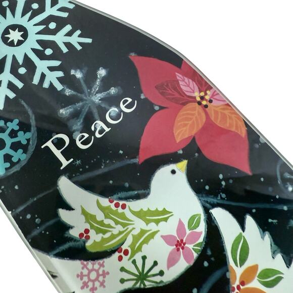 Counter Art NWT Glass Christmas Peace Cheese Server Board Bottle With Spreader - Picture 2 of 7